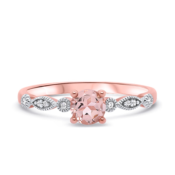 9ct Natural Morganite & Diamond Ring