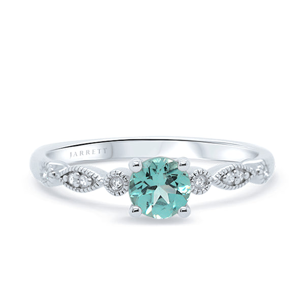 9ct Natural Mint Tourmaline & Diamond Ring