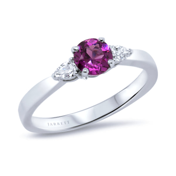 18ct Natural Purple Garnet & Diamond Ring