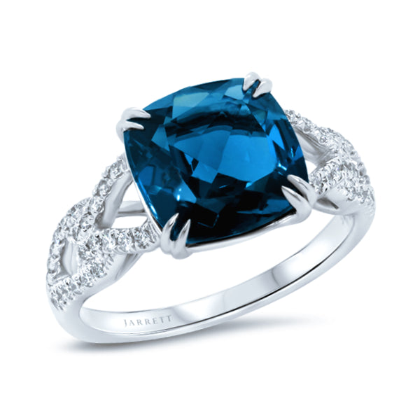 9ct London-Blue Topaz & Diamond Ring