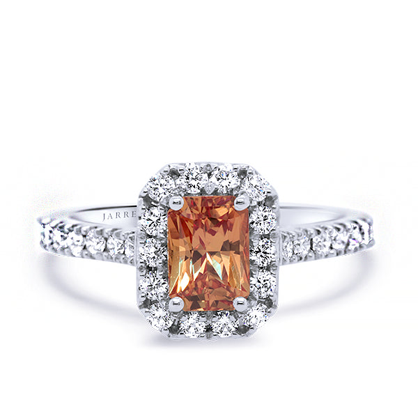 18ct Natural Orange Sapphire & Diamond Ring