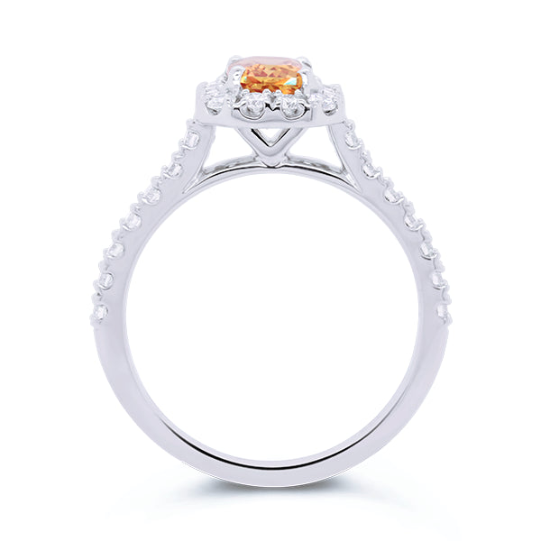 18ct Natural Orange Sapphire & Diamond Ring