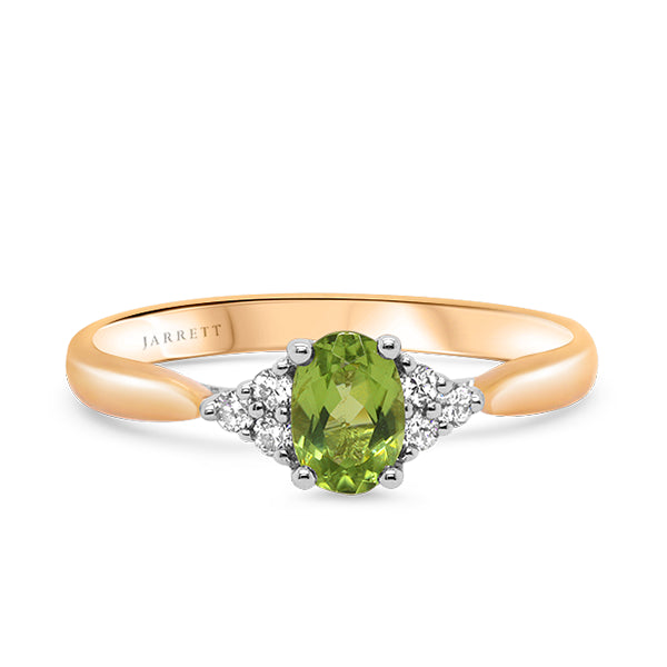 9ct Natural Peridot & Diamond Ring