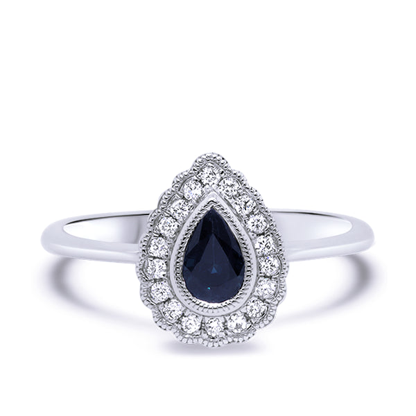 9ct Australian Sapphire & Diamond Ring