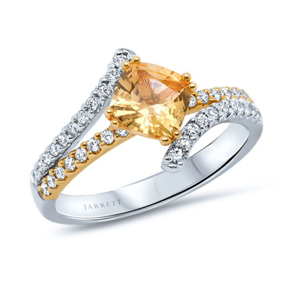 18ct Natural Yellow Sapphire & Diamond Ring