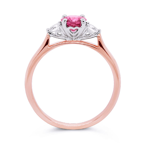 9ct Natural Pink Spinel & Diamond Ring