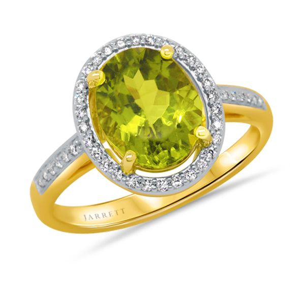 9ct Natural Peridot & Diamond Ring