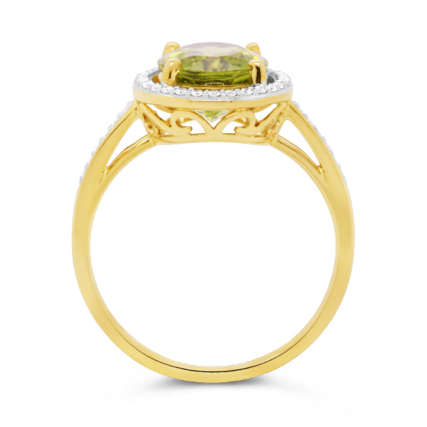 9ct Natural Peridot & Diamond Ring