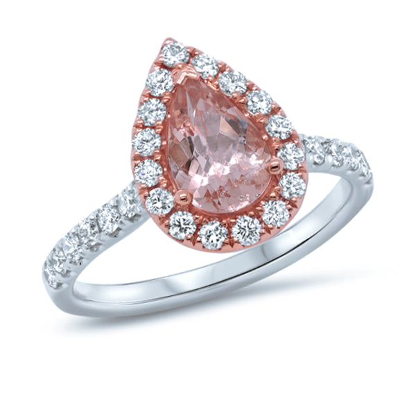 18ct Pear-cut Morganite & Diamond Ring