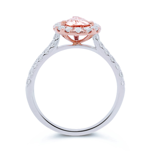 18ct Pear-cut Morganite & Diamond Ring