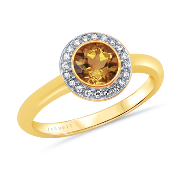 9ct Natural Citrine & Diamond Ring