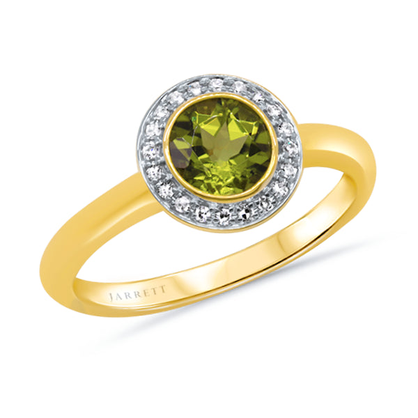 9ct Natural Peridot & Diamond Ring