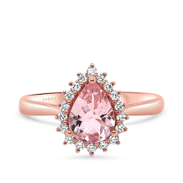 9ct Natural Morganite & Diamond Ring