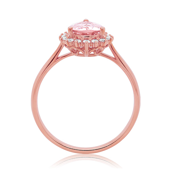 9ct Natural Morganite & Diamond Ring
