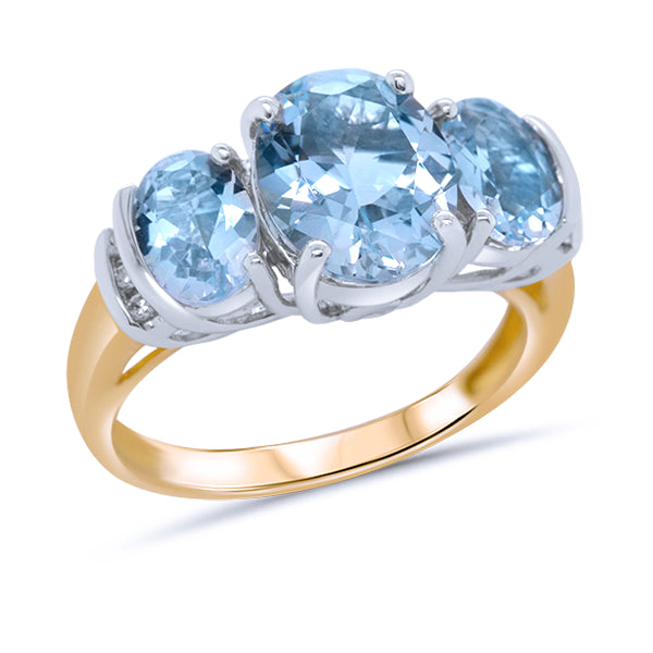 9ct Aquamarine & Diamond Ring