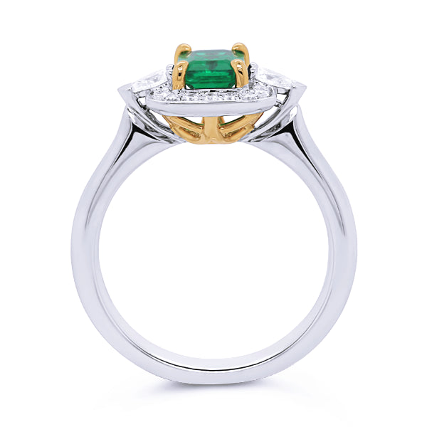 18ct Natural Columbian Emerald & Diamond Ring