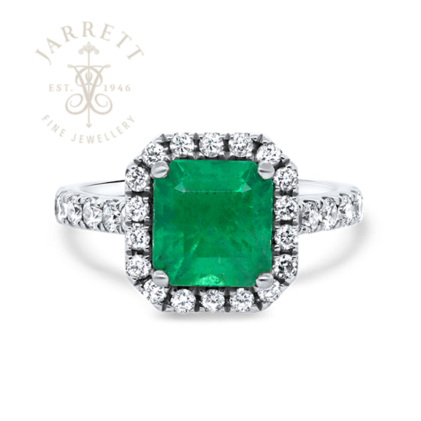 18ct Certified Columbian Emerald & Diamond Ring