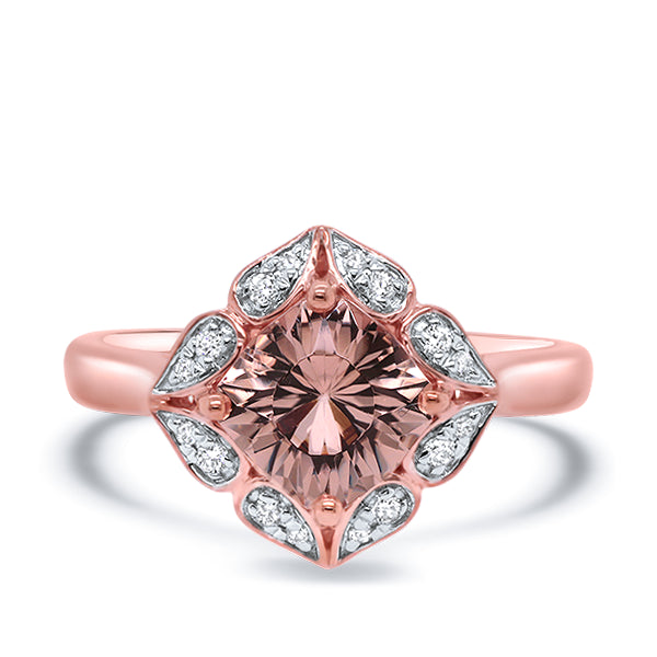 9ct Apricot Tourmaline & Diamond Ring