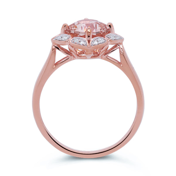 9ct Apricot Tourmaline & Diamond Ring