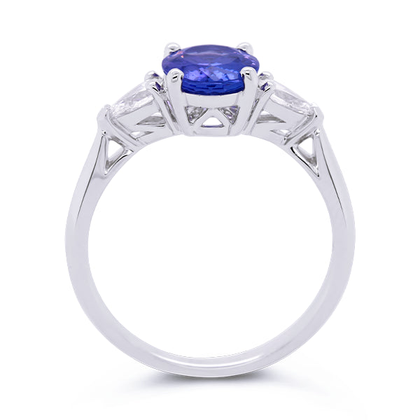 18ct Oval Tanzanite & Pear-Shape Diamond Ring