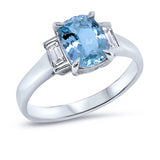 9ct Cushion-Cut Aquamarine & Diamond Ring