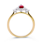 9ct Pear-Shape Ruby & Diamond Ring
