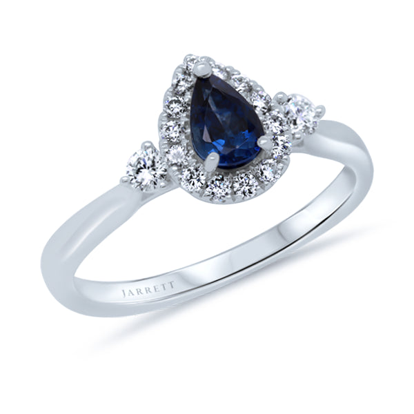 9ct Pear-Shape Blue Sapphire & Diamond Ring