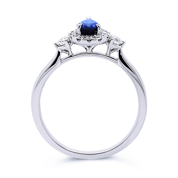 9ct Pear-Shape Blue Sapphire & Diamond Ring