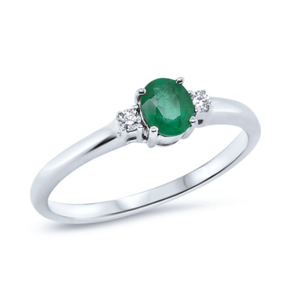 9ct Natural Emerald & Diamond Ring