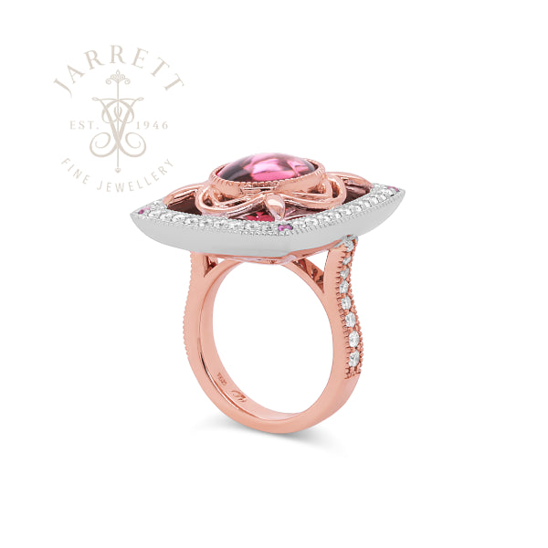 18ct Pink Tourmaline, Pink Sapphire & Diamond Ring