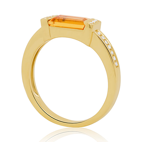 9ct Natural Citrine & Diamond Ring