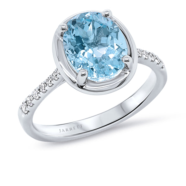 9ct Oval Blue Topaz & Diamond Ring