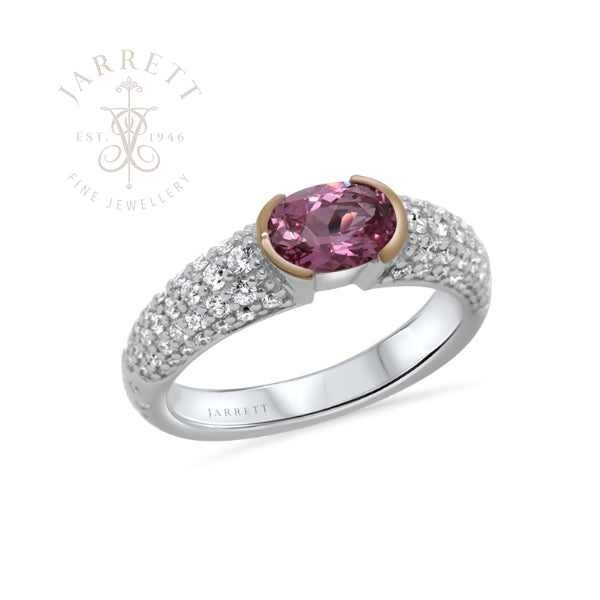 18ct Natural Pink Sapphire & Diamond Ring