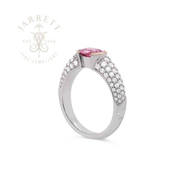 18ct Natural Pink Sapphire & Diamond Ring