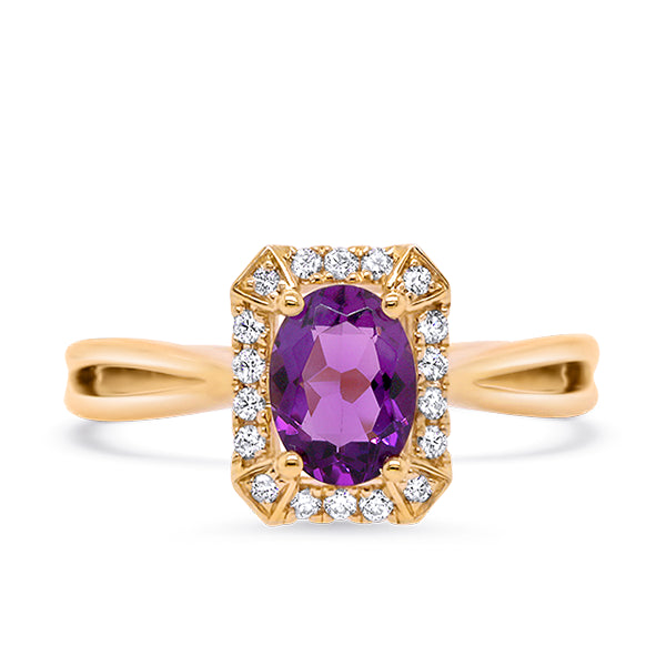 9ct Vintage-Inspired Amethyst & Diamond Ring