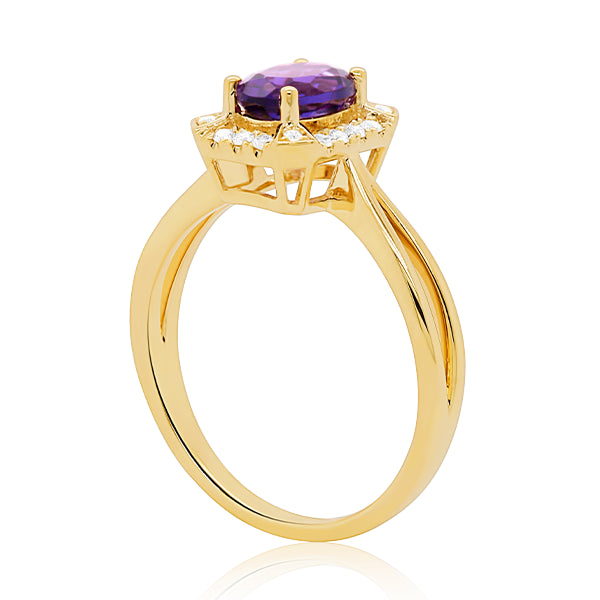 9ct Vintage-Inspired Amethyst & Diamond Ring