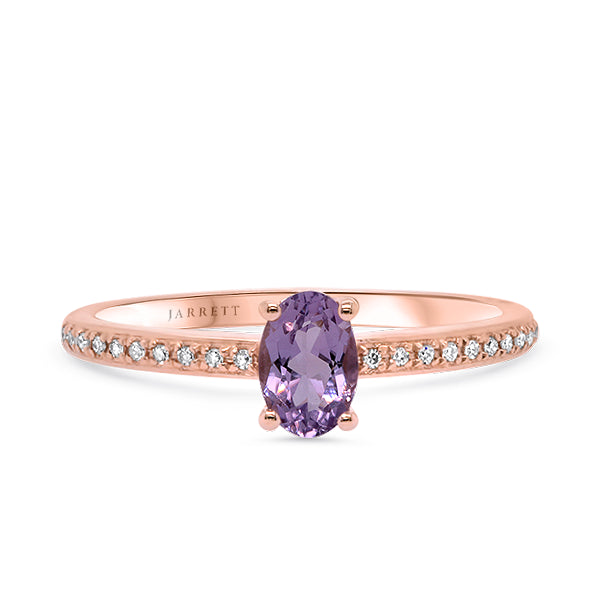 9ct Amethyst & Diamond Ring