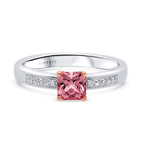 9ct Peach Spinel & Diamond Ring