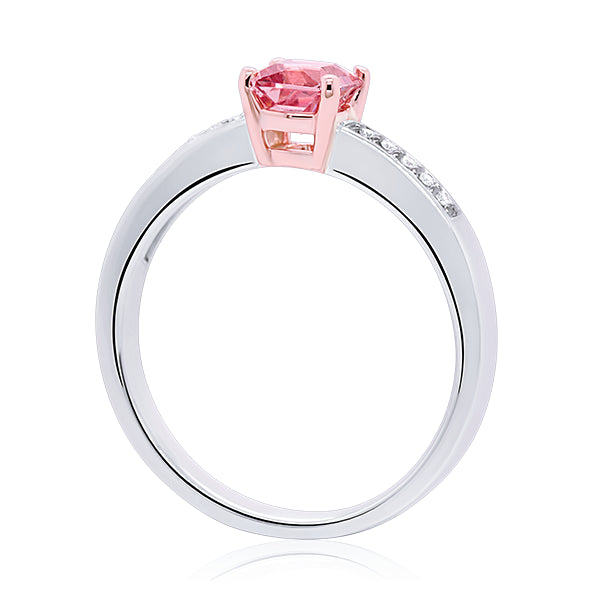 9ct Peach Spinel & Diamond Ring