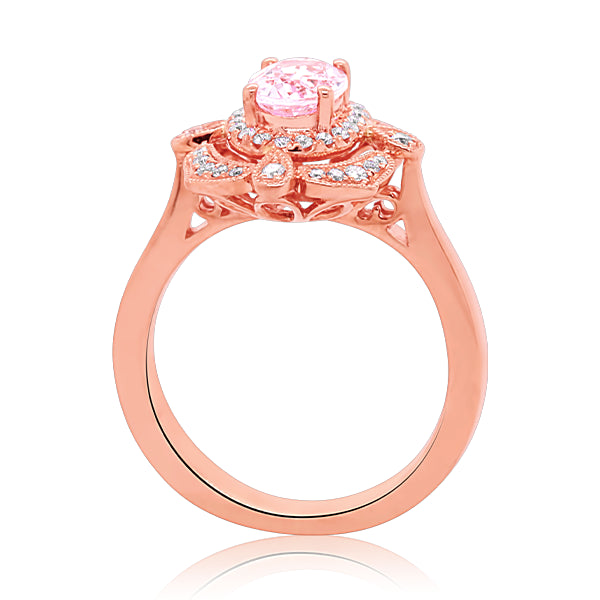 9ct Vintage-Inspired Morganite & Diamond Ring