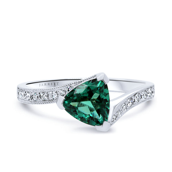 9ct Green Tourmaline & Diamond Ring