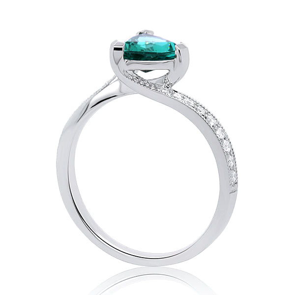 9ct Green Tourmaline & Diamond Ring