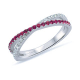 9ct Natural Ruby & Diamond Crossover Band