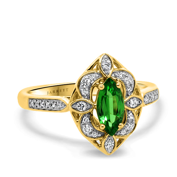 9ct Tsavorite Garnet & Diamond Ring