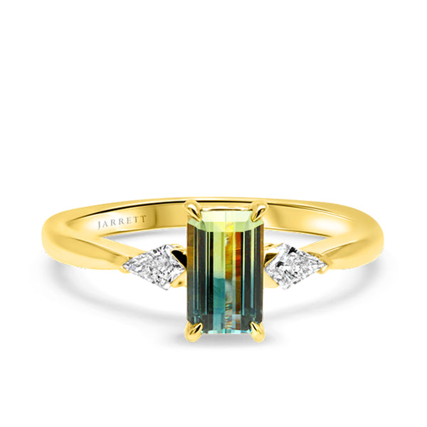 9ct Un-Heated Bi-colour Sapphire & Diamond Ring