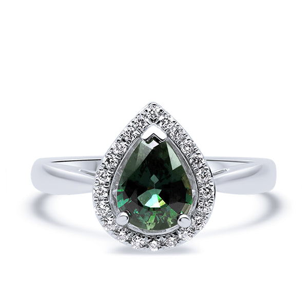9ct Australian Sapphire & Diamond Halo Ring