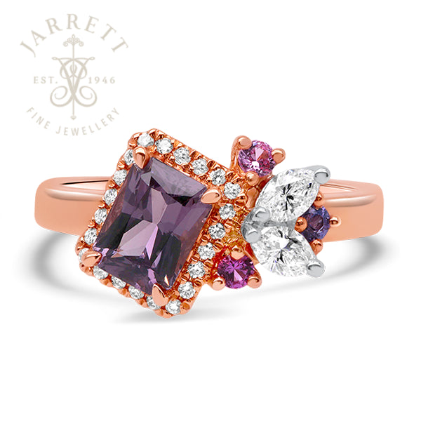 Purple Spinel & Diamond Ring in 18ct Gold