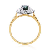 9ct Unheated Teal Sapphire & Diamond Ring