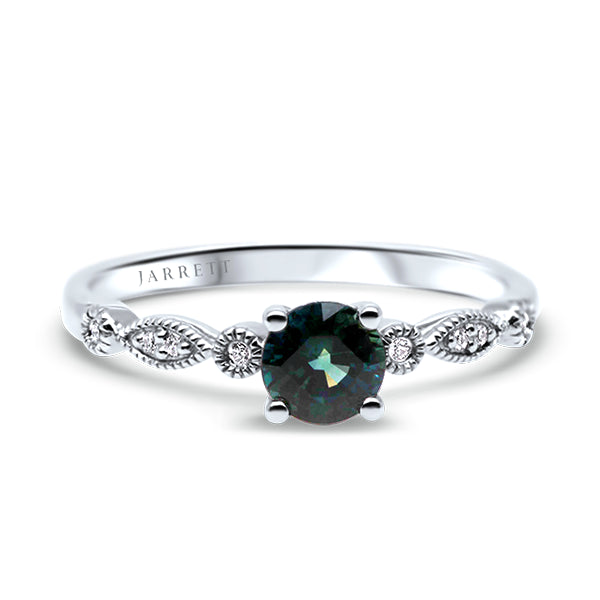 9ct Bluish-Green Australian Sapphire & Diamond Ring