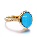 Oval Sleeping Beauty Turquoise Gumdrop Ring in 14ct Gold